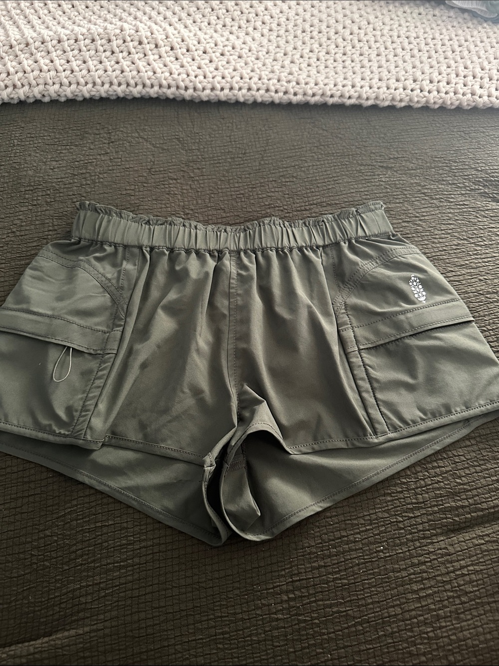 Free People Olive Green Athletic Utility Shorts